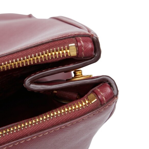 PRADA Red Leather Saffiano Shoulder Bag - Picture 9 of 16